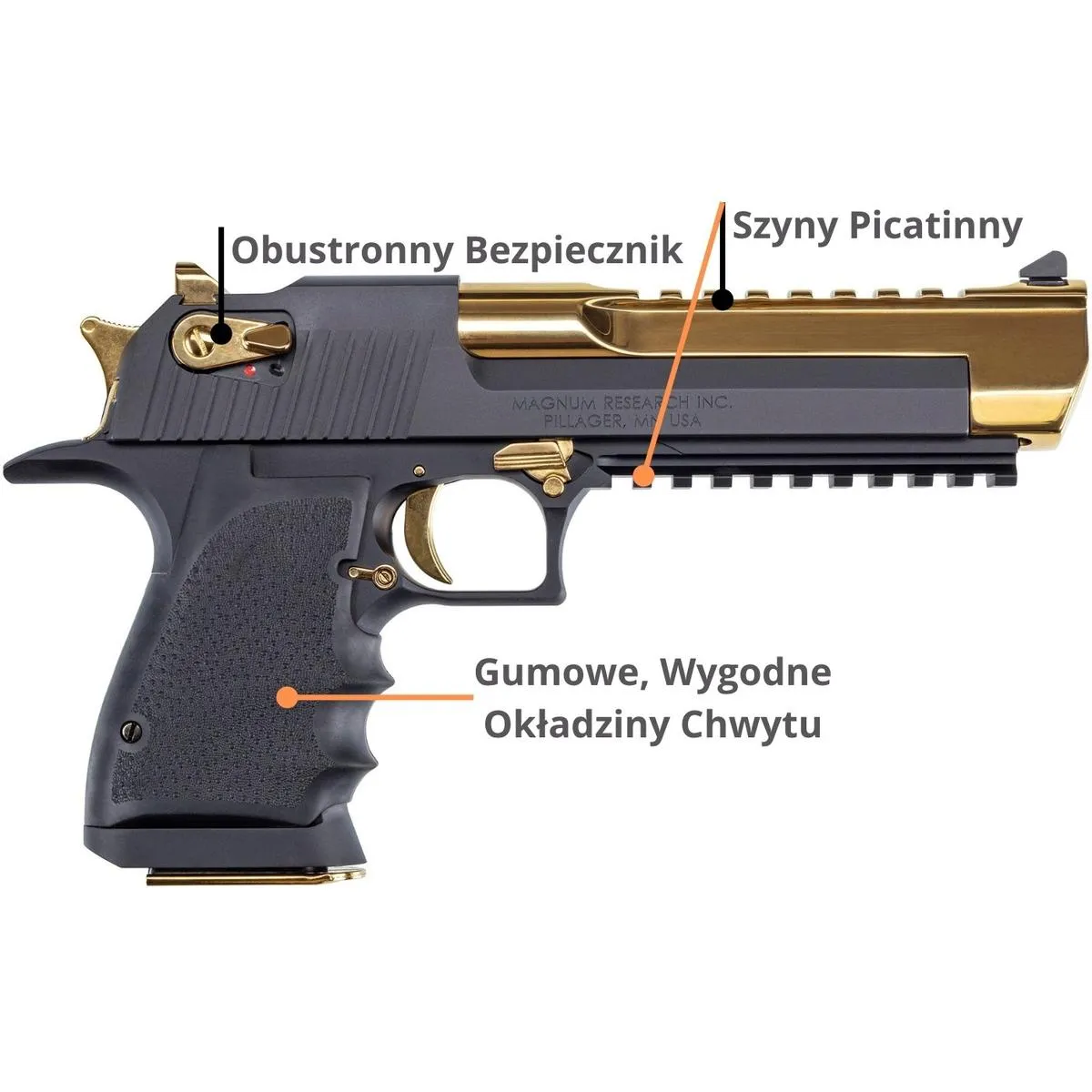 Desert Eagle XIX 6'' Black Titanium Gold .44Magnum - obrazek 4