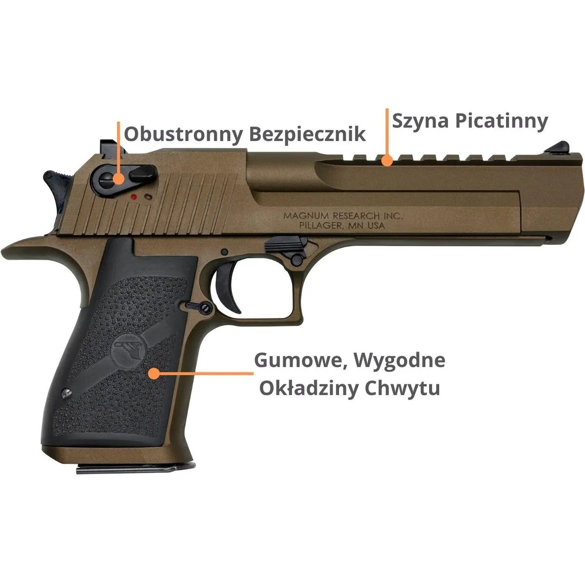 Desert Eagle XIX 6'' Burnt Bronze Cerakote .44Magnum - obrazek 3