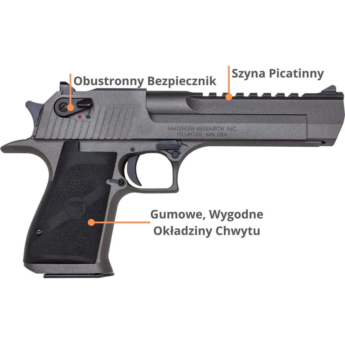 Desert Eagle XIX 6'' Tungsten Cerakote .44Magnum - obrazek 3