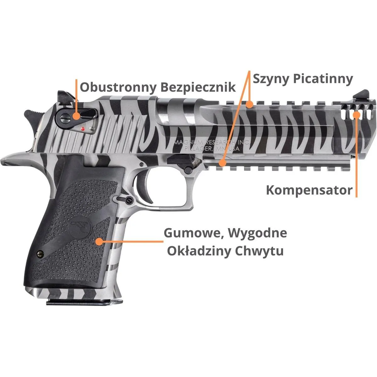 Desert Eagle XIX 6'' White Tiger Stripes MB Integral .44Magnum - obrazek 3